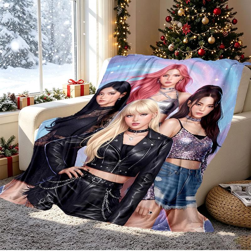 BLACKPINK Pattern Blanket for Home Decoration, Bed, Sofa, Car Travel, Camping, Suitable for All Seasons, Birthday Christmas Gift