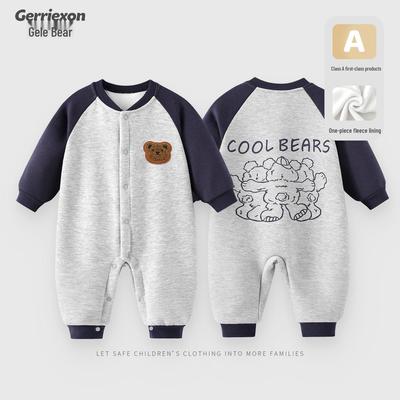 Baby Fleece-Lined Winter Jumpsuit: Cute Long-Sleeve Bodysuit for Cold Weather