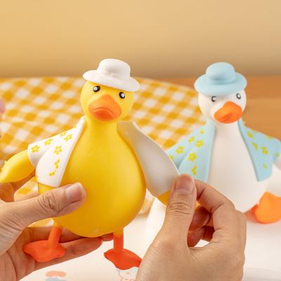 Slow-Rising Duck Squeeze Toy Soft TPR Stress Reliever with Interchangeable Outfits Portable