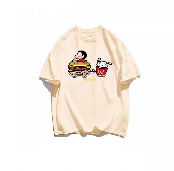 2026 Summer Comic Form Crayon Shinchan Image 100 Cotton Printed Oversize Casual Tshirt Adult Children Parentchild Top y2k S