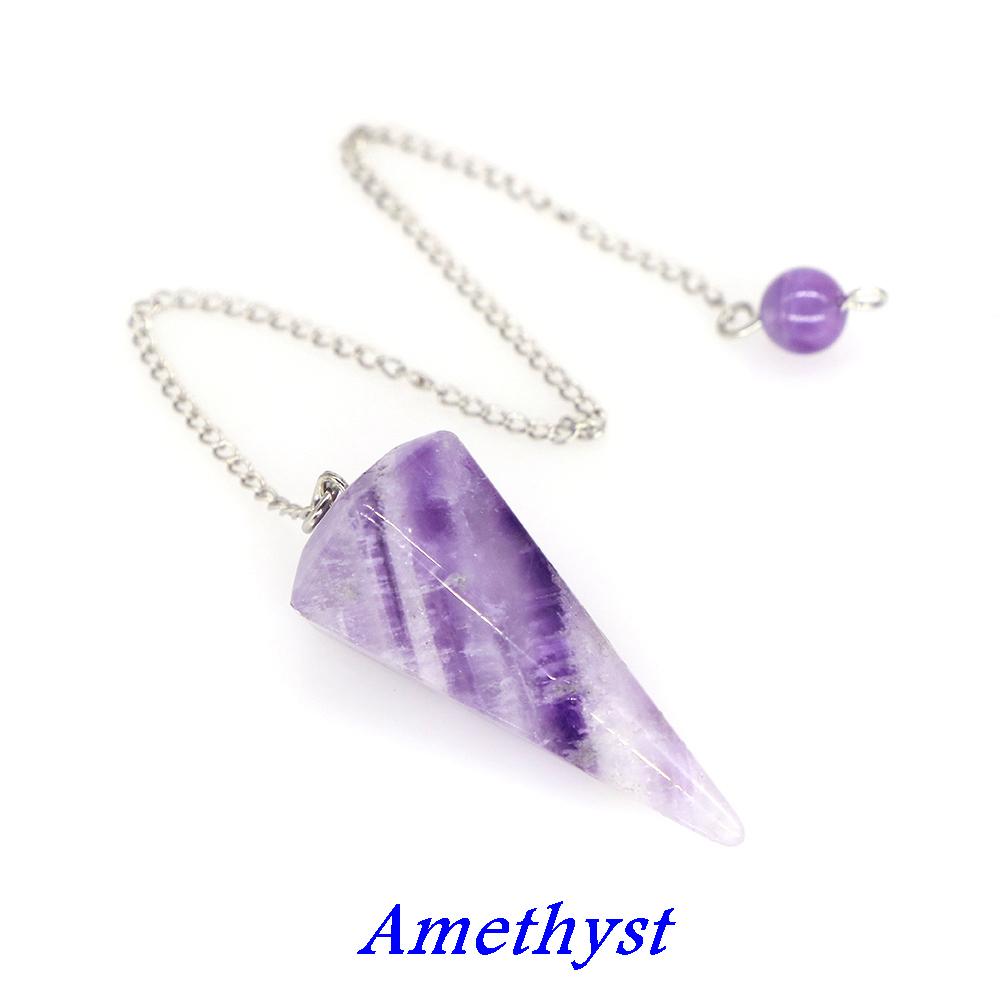 Natural Stone Quartz Agates Pendant Reiki Healing Crystal Cone Amethyst Charm Gems Pendulum Chakra Wicca For Divination Dowsing