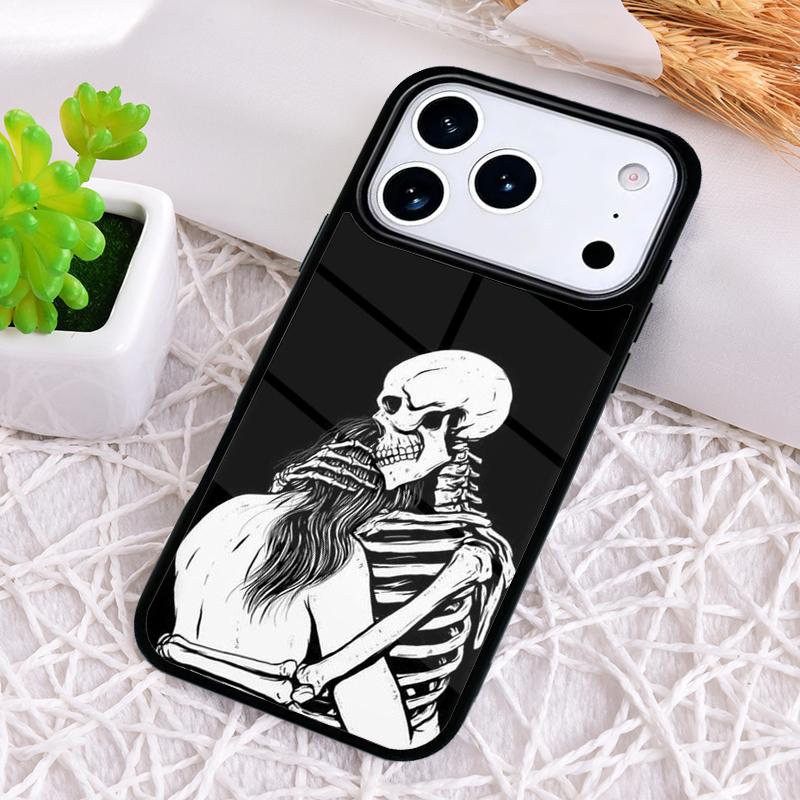 

Ударопрочный чехол для телефона Skeleton Love Skull для iPhone 17 Air 16e 15 11 12 14 13 Pro Max Чехол Coque iPhone 14