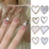 Mother-of-Pearl Heart Nail Art Rhinestones with Iridescent Seashell and Metal-Edged Zircon Alloy Nail Accessories