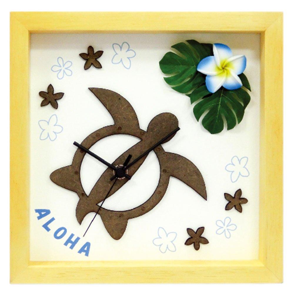 

K-ART.JAPAN Wall Clock DECLOCK Hawaiian Honu Blue/Natural Flower DC-1809