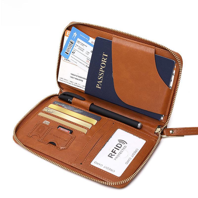 Multi-Function RFID Passport Holder and Travel Wallet with Zipper