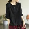 Nuova Maglietta a Maniche Lunghe Retro Primavera e Autunno per Donna, Casual e Snellente, Camicia con Fondo Bottoni a Contrasto, Top per Donna, 2025