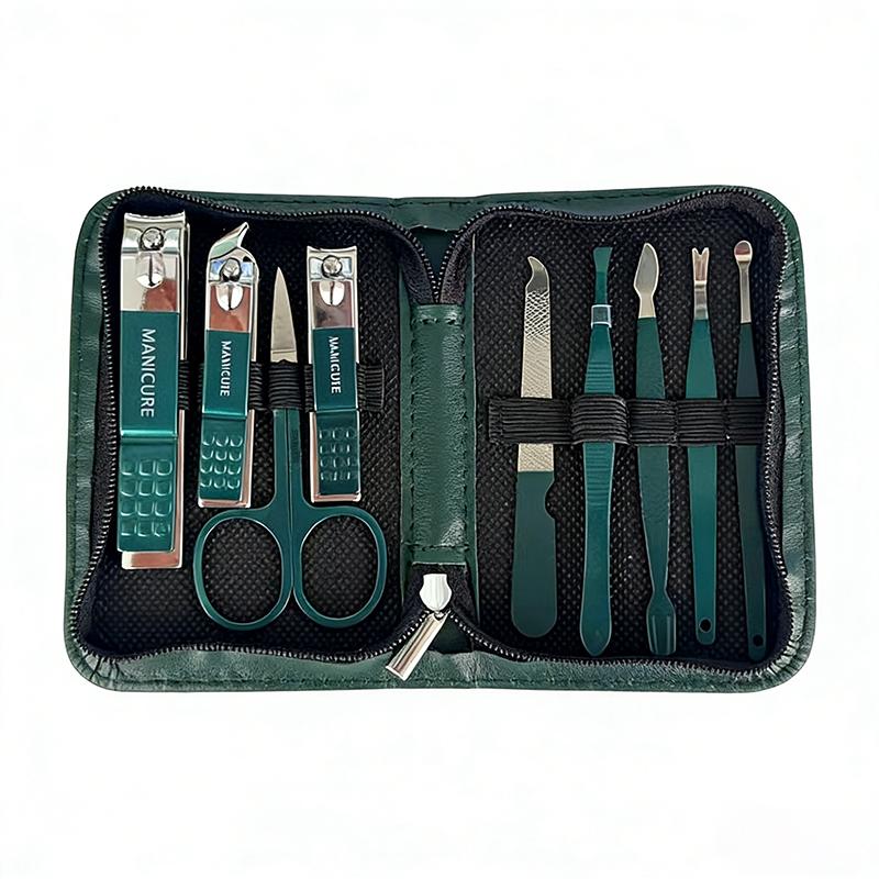 Green 18 Pcs Manicure Set with Leather Case Professional Foot and Face Care Tool Kits Stainless Steel Nail Clipper Sets Gift