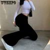 Solid Hot Y2K Woman Pants Aesthetic Fashion Streetwear Women Clothes Slim High Waist Sexy Bell Bottom Long Flare Tights