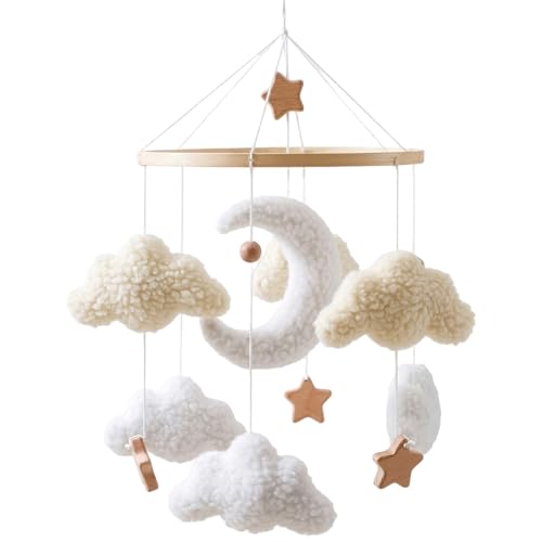 Baby Crib Mobile - Hanging Nursery Mobile for Baby Bed & Stroller, White 30cm