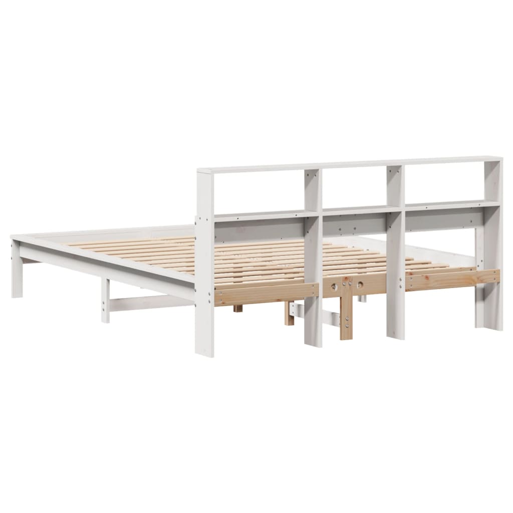 Solid Wood Bed without Mattress White 135 x 190 cm Pine Wood