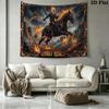 Horseman of Hell Wall Tapestry Aesthetic Wall Hanging Printed Fabric Blanket Decorative Tapestries for Bedroom Living Room Home Decor