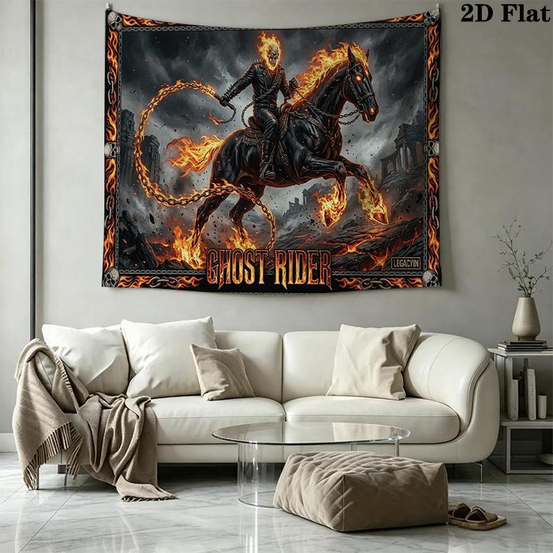 Horseman of Hell Wall Tapestry Aesthetic Wall Hanging Printed Fabric Blanket Decorative Tapestries for Bedroom Living Room Home Decor