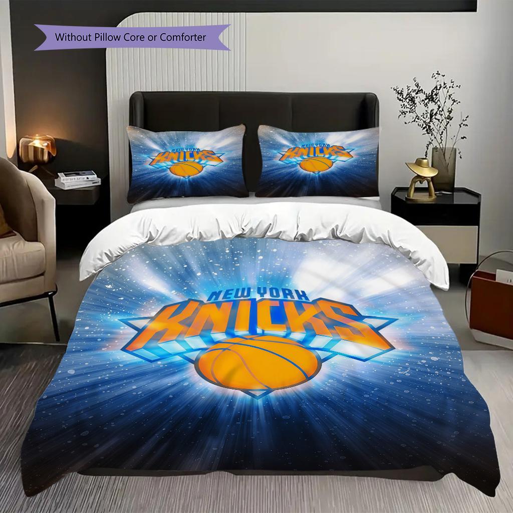 Set Tre Pezzi Spirito Dinamico del Basket New York Knicks(1 * copripiumino + 2 * federa, senza nucleo)Morbido e confortevole