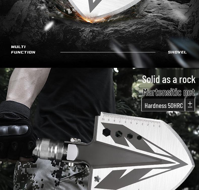 Multi-functional Outdoor Folding Shovel: Manganese Steel, Ideal for Camping, Fishing, Off-road Use, and Vehicle-mounted Tasks