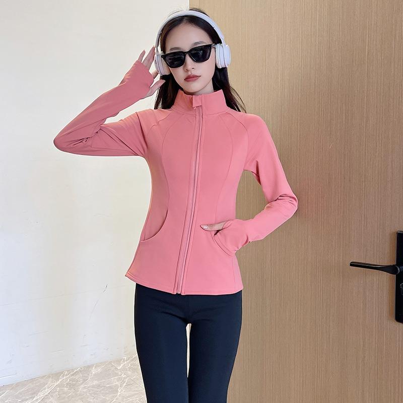 

Women s Vertical Collar Zipper Slim-Fit Fleece-lined Thickened Windproof Warm Long-Sleeved Casual Yoga Sports Jacket 2XL