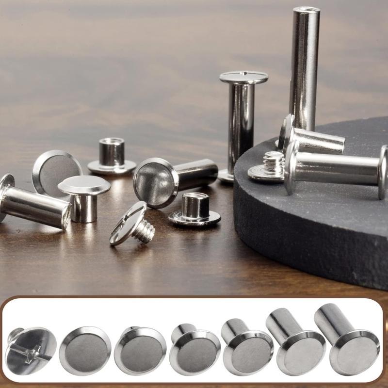  110Pieces Binding Screws Crossed Head Metal Screws Rivets Book Binding Rivets