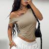 Women Sexy Off Shoulder Slim Fit Short Sleeve Cropped T Shirt