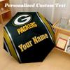 Green Bay Packers Automatic 8‑ribs Umbrella, Custom Name Text Personalized Folding Umbrella Rain Sun Gift