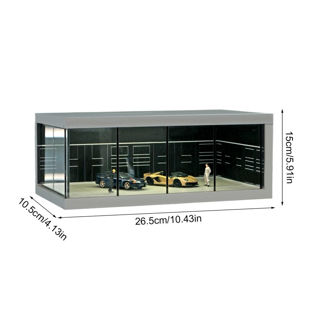 Car Model Display Cabinet Clear Car Model Display Box Stackable Storage Organizer Space-Saving Show Case with Light 6090₽