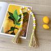 Wood Bead Garland With Lemon Pendant Farmhouse Rustic Country Wall Decoration Boho Tassel Woven Tassel Wall Hanging Ornaments