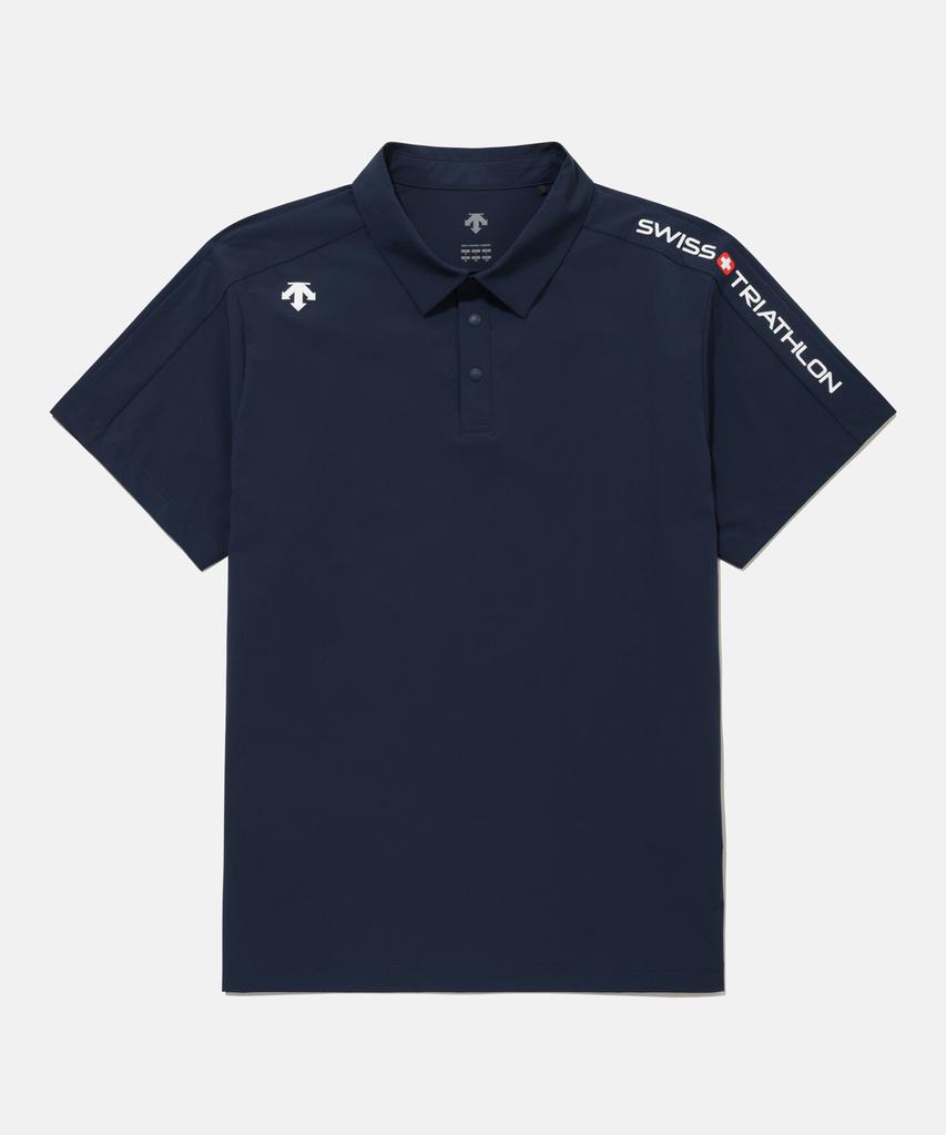 DESCENTE Swiss Triathlon Cooling Polo Short Sleeve T-Shirt Navy Sr221Ips56
