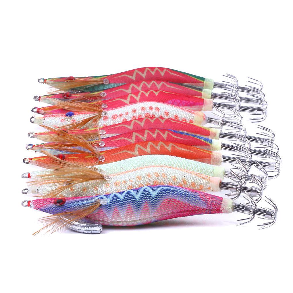 10pcs Fish Bait Squid Hook Fishing Lures Squid Lure Fishing Tackle Nightlight Shrimp Squid Needle