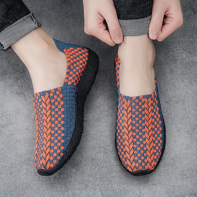 

Летние мужские кроссовки черного цвета с плетением, пляжные, мягкие, легкие, спортивные туфли, повседневные, дышащие, без застежек, туфли на плоской подошве 39