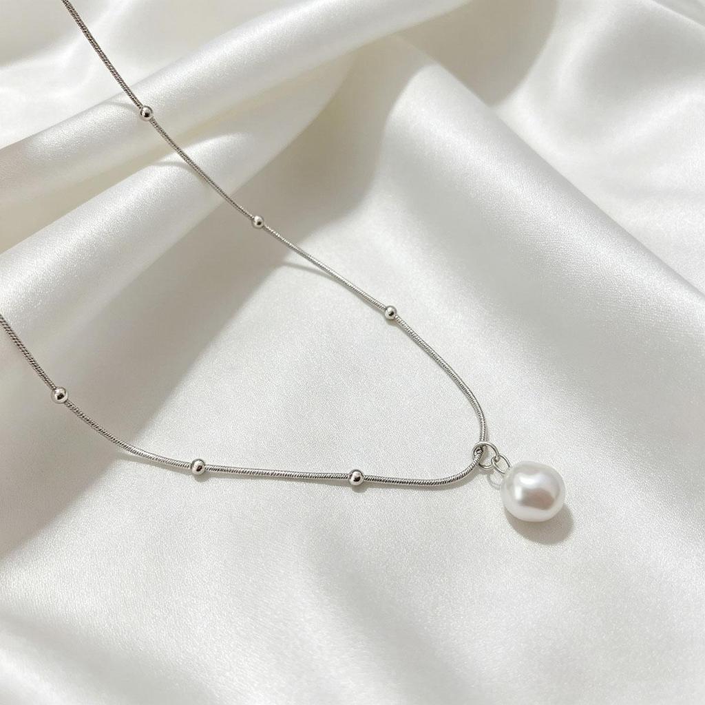Minimalist Baroque Imitation Pearl Pendant Necklace for Women, Elegant Daily Wear Collarbone Chain, Fashionable Versatile Neck Chain