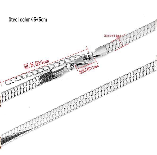 18K Gold Nordic-Style Titanium Snake Bone Chain Necklace for Women