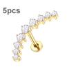 5Pcs/lot Titanium CZ Ear Stud Tragus Cartilage Earrings for Women Labret Lip Lobe Ring Helix Daith Piercing Body Jewelry