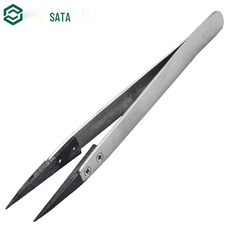 SATA Anti-static Pointed Tip Stainless Steel Tweezers