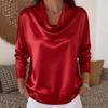 2026 Spring/Summer Women's Batwing Neck Casual Solid Long Sleeve Shirt