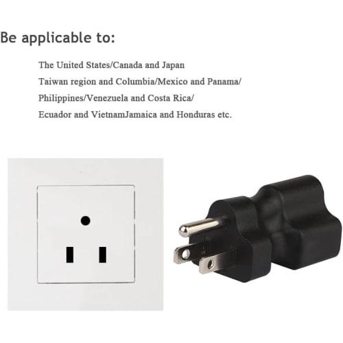 Tekit 5-15P To 5-15R & 5-20R, 15-Amp Household AC Plug To 20-Amp T-Blade Power Adapter; Nema 5-15P To 5-15R/5-20R 20-Amp Comb AC Adapter (5-15P To 5-1