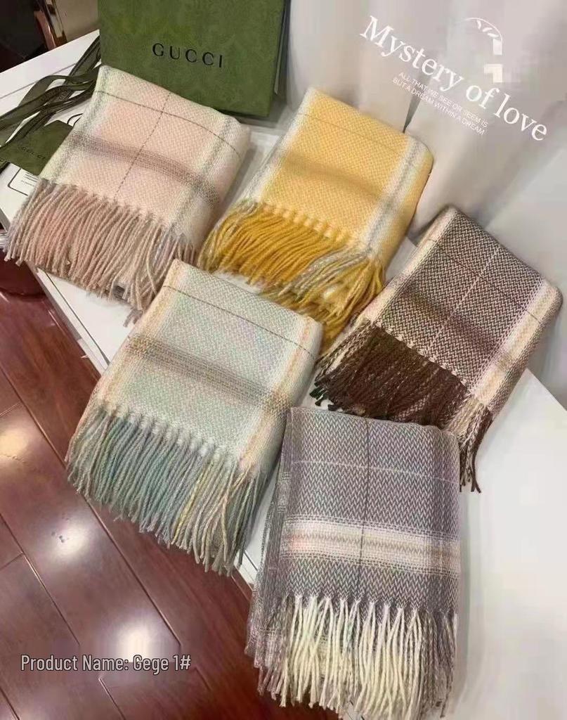 Women's Winter Plaid Imitation Cashmere Tassel Scarf, Thickened Korean Style Neck Warmer