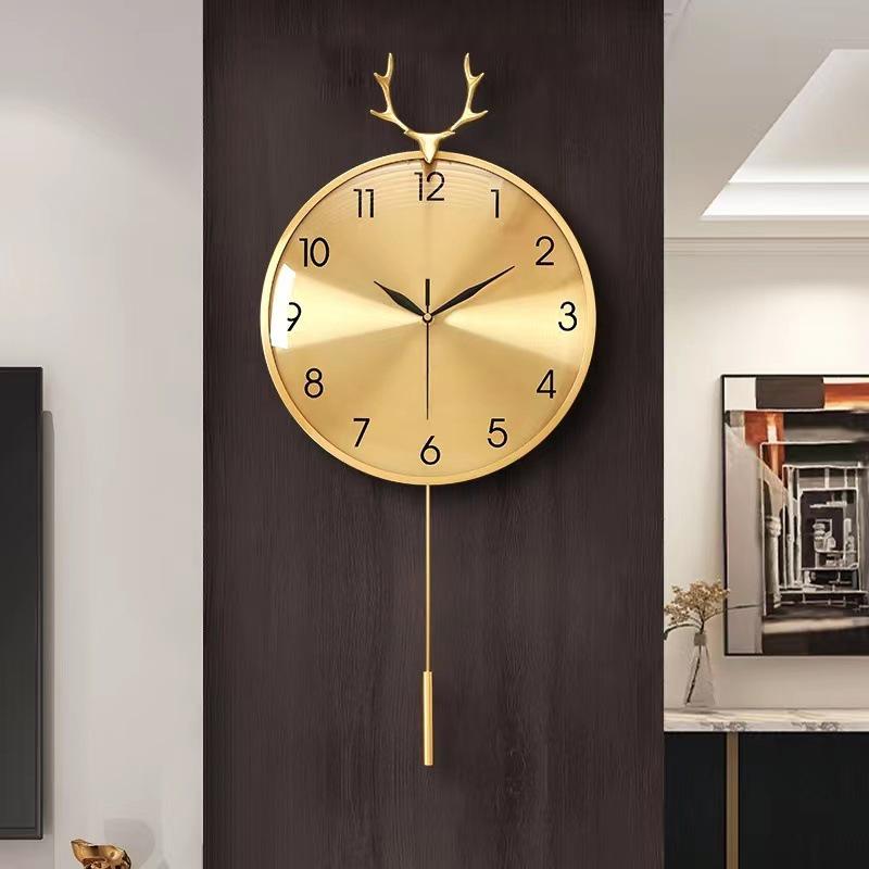 

2023 Креативні тихі настінні годинники для вітальні - Кварцові, Без свердління, Модний дизайн Gold