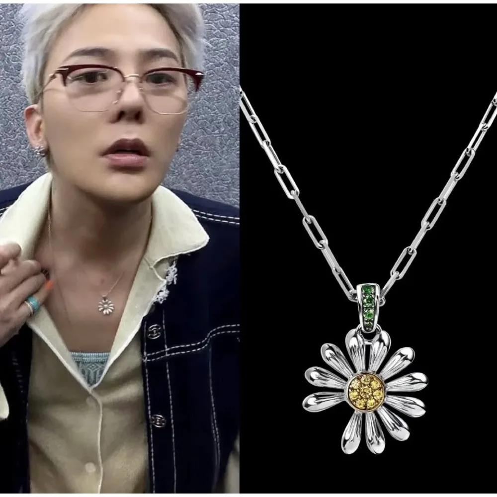 A 880818 GD Style Collana Kpop Idol Caldo G-DRAGON Stile Uguale Ufficiale Collana con Intarsi di Diamanti Nuova Collana Margherita