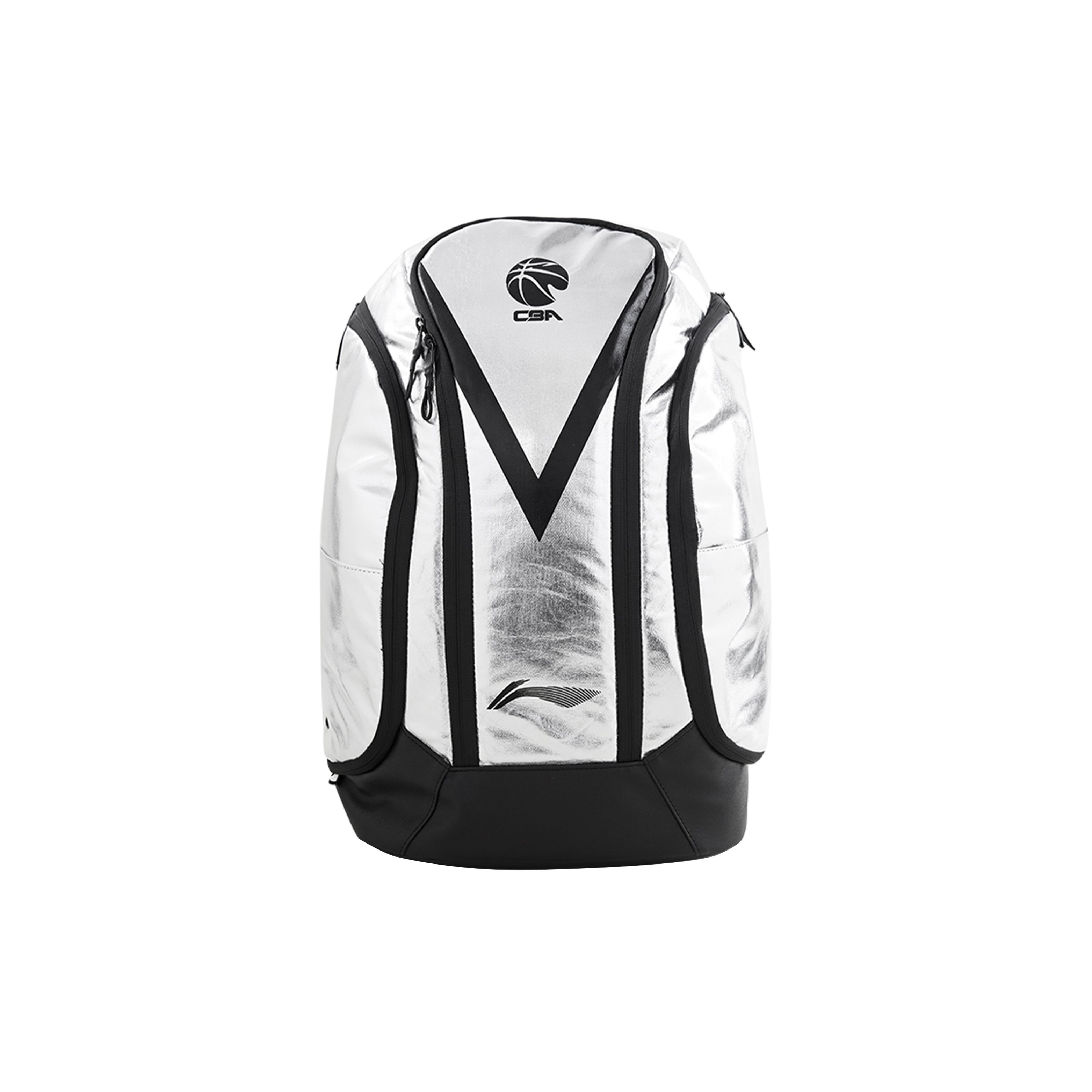 

LiNing Sports Casual Pattern Printed Zipper Fabric Backpack Unisex Backpack Silver Black ABSR176-3 Silver/Black