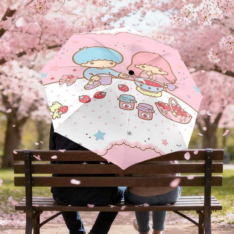 1PC strawberry jam little twin stars Umbrella-8-Rib Reinforced, Automatic Open, Lightweight & Durable, Cute Fashion Accessory for Outdoor-P75
