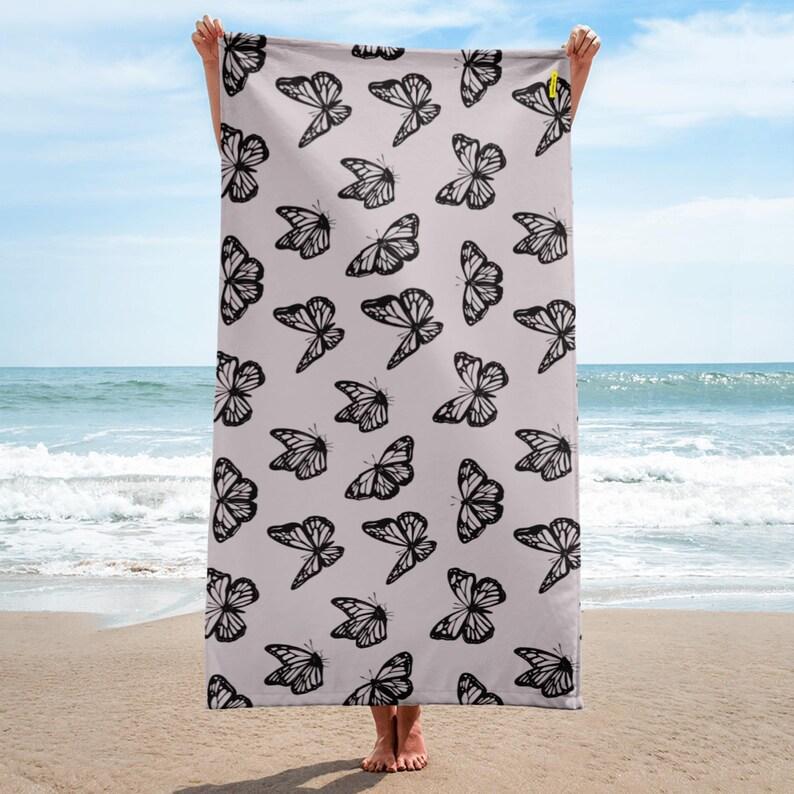 Ethereal Butterfly Beach Towel Celestial Universe Design Cosmic Butterfly Blanket Nature Inspired Towel Galaxy Beach Towels