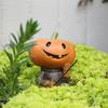 Pumpkin Head Scarecrow Figurine Fishing Scarecrow Sculpture Halloween Decor Pumpkin Statue for Fish Tank Aquarium Pond