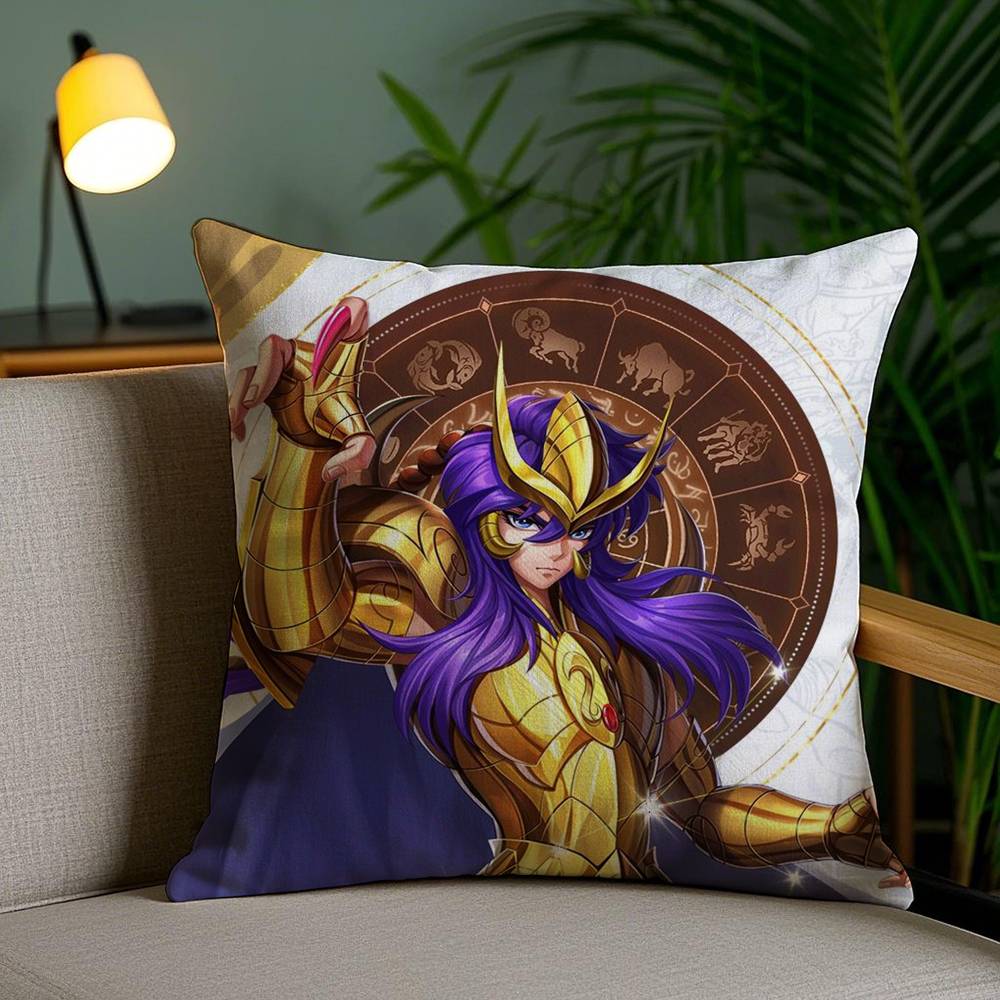 Animation 12 Gold S-Saint S-Seiya Pillow Case Home Dorm Chair Back Short Plush Double-sided Printing Office Cushion Cover