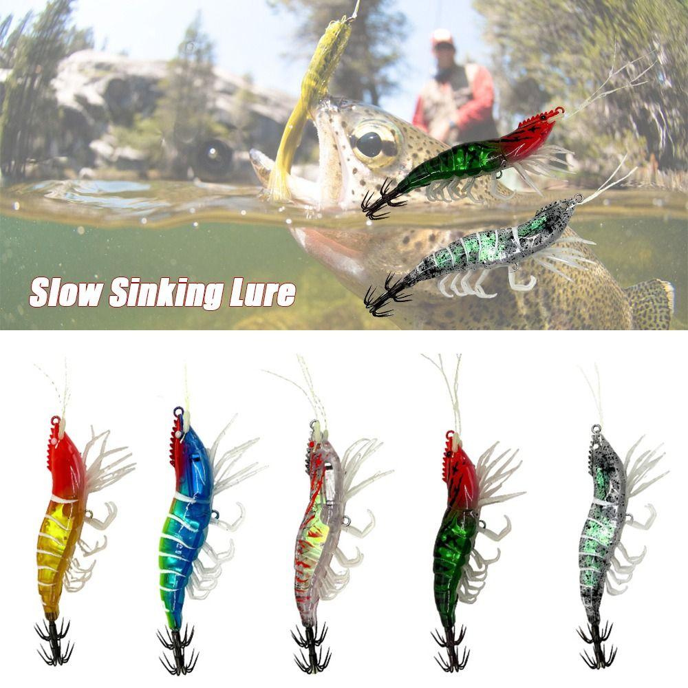 Horizontal Squid Jig 10.9g 80mm Artificial Calamar Shrimp Slow Sinking Lure  Octopus Fishing