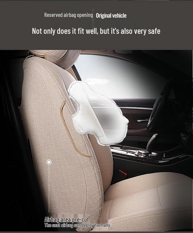 BMW 5 Series Universal Linen Car Seat Cushion - Full Coverage for New Models, 5-Seater Four Seasons Set.