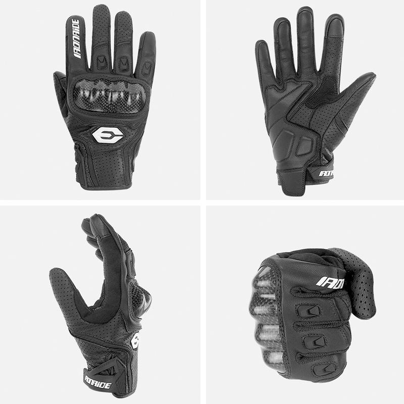 IRONRIDE Summer Motorcycle Riding Gloves Genuine Leather Carbon Fiber Anti Fall Breathable Off Road Racing Protective Gear