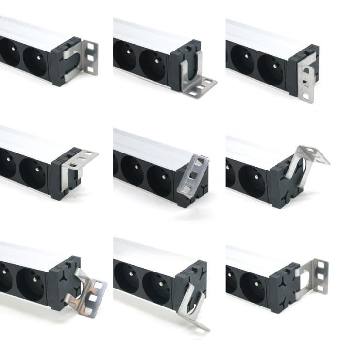 WAYTEX 37320 Bandeau Alu 9 Prises 19'' Cordon 1.80m Avec Fiche C14 Fixations Orientables