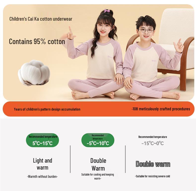 Children's Cotton Pajama Set: Boys' & Girls' Warm Flannel Base Layer for Autumn