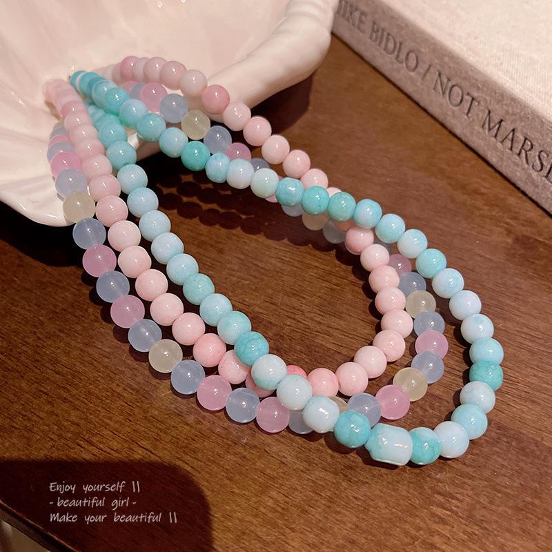 Colorful Dopamine Beaded Necklace for Women - Cute, Light Luxury Gift for Girlfriends