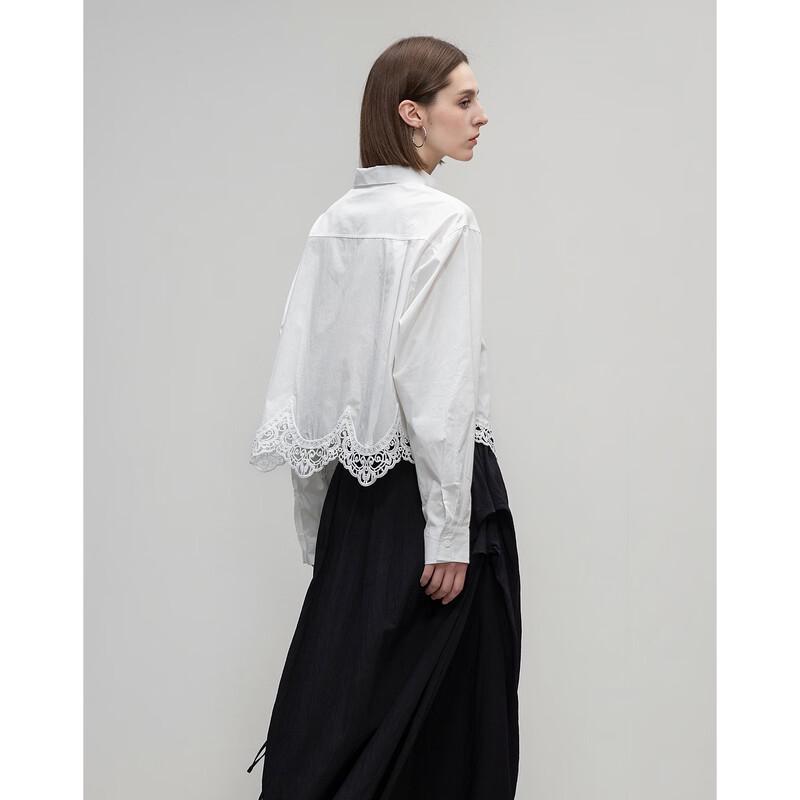 Demana Women's Lace Spliced Cotton Shirt