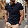 Men's Short Sleeve Polo Shirt, Contrast Trim Collar & Cuffs, Stylish Casual Top