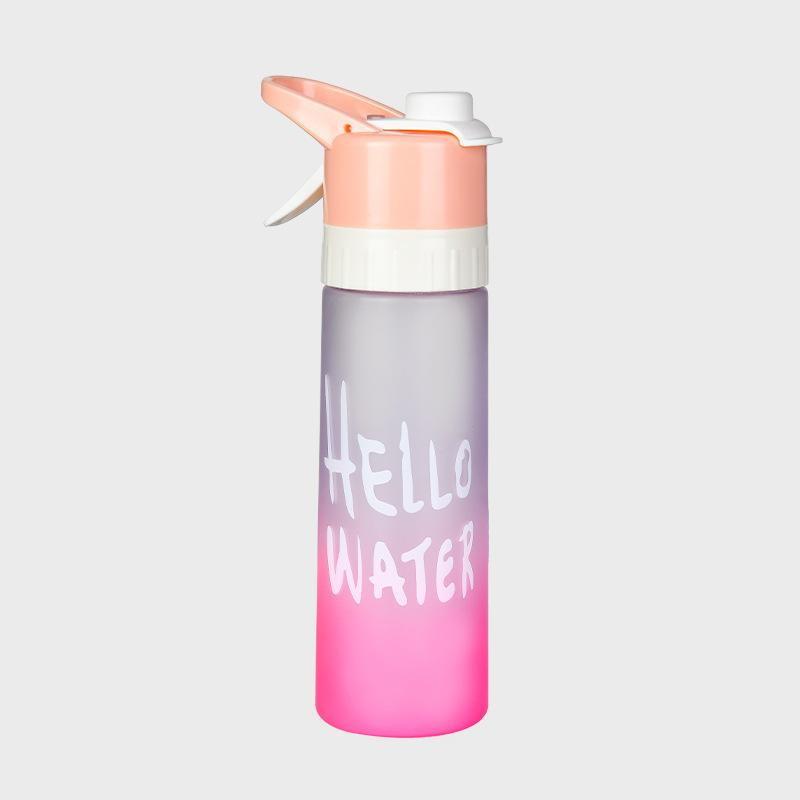 Outdoor Sports Spray Water Bottle 650ML Large Capacity Gradient Frosted Leakproof Portable for Gym Yoga Use